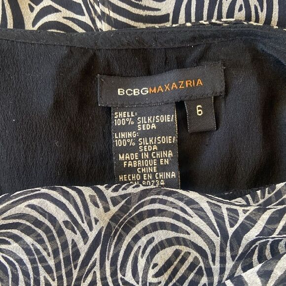 BCBG Dress Geometric Drop Waist Panel Skirt Silk Sz 6 Excellent - Picture 8 of 8